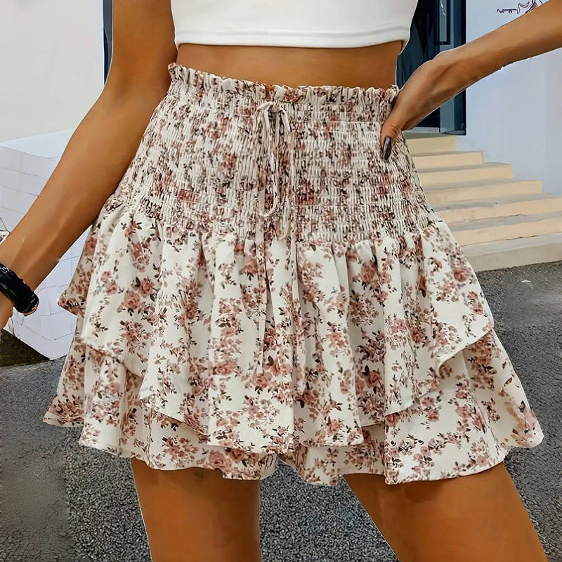 Lightweight Slimming Floral Ruffle Tiered Skirt