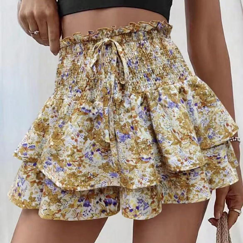 Lightweight Slimming Floral Ruffle Tiered Skirt