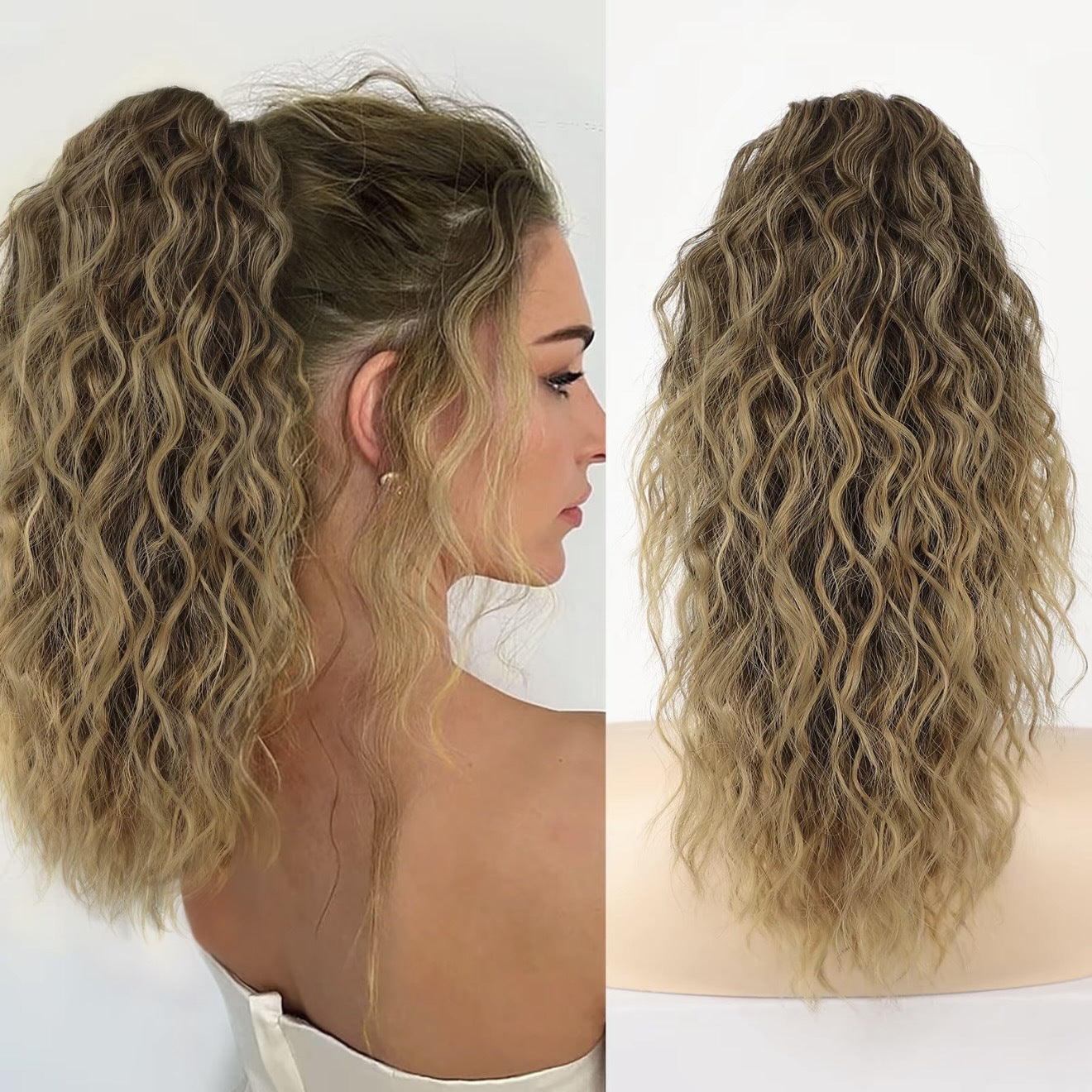 ⏰Last Day Hot Sale!!⌛💜Curly Wavy Frizzy Hair Extension with Ponytail🔥