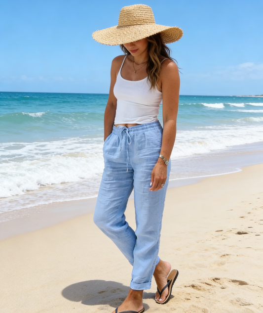 🌸LAST DAY SPECIAL PRICE: ￡15.99!!🌸Women's  Elastic Waist Cotton Linen Casual Pants
