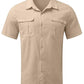 Men's Double Pocket Cotton Linen Short Sleeve  Casual Vacation Shirts