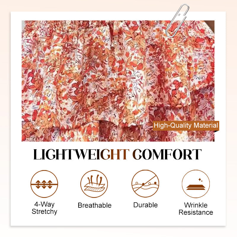 Lightweight Slimming Floral Ruffle Tiered Skirt