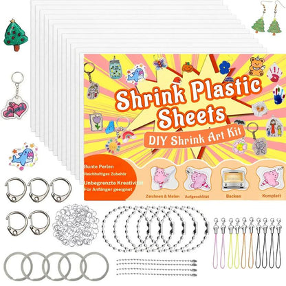 DIY Shrinky Dinks Keychain Craft Kit - 12 Sheets & 160 Accessories for Kids