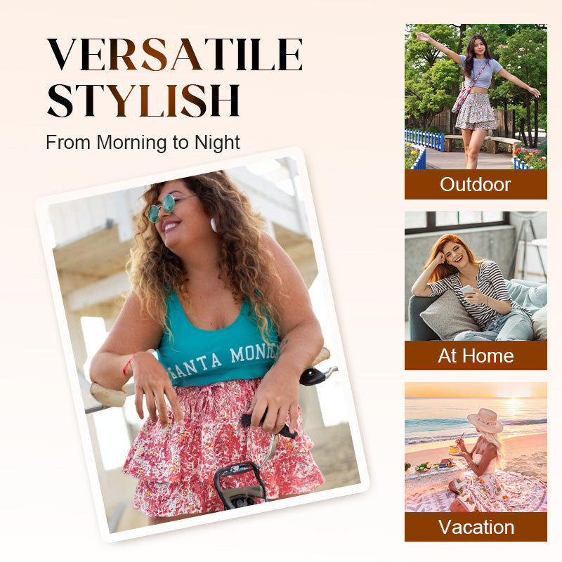 Lightweight Slimming Floral Ruffle Tiered Skirt