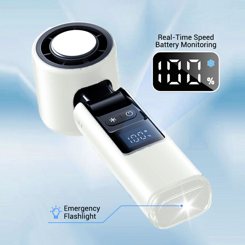 ❄️ 3 in 1 Mini Handheld Cooling Fan - 199 Speed Wind Power & Ice Cooling Function