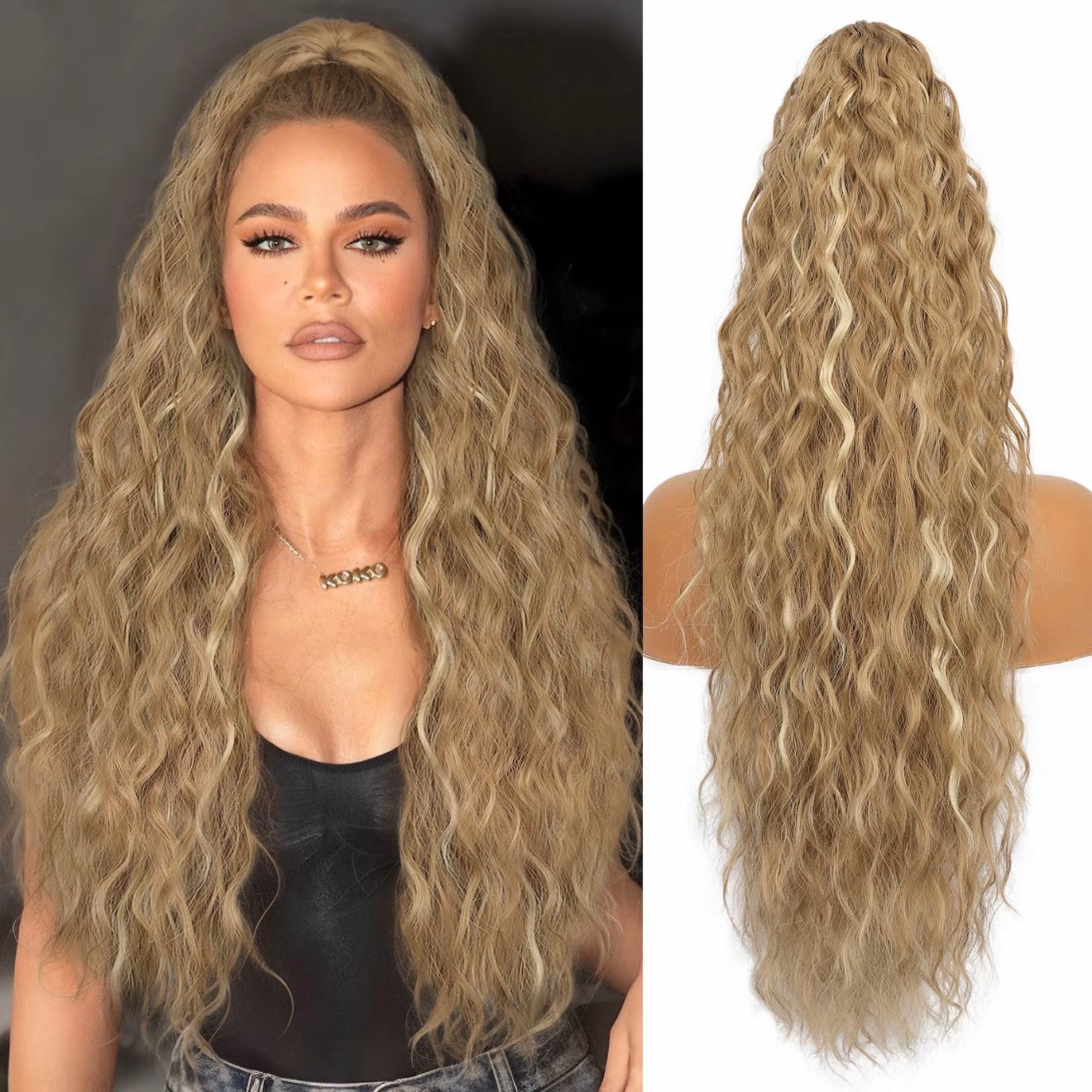⏰Last Day Hot Sale!!⌛💜Curly Wavy Frizzy Hair Extension with Ponytail🔥
