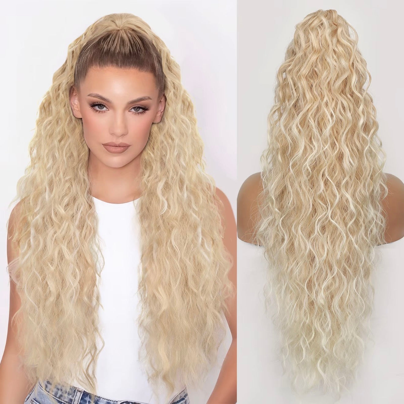 ⏰Last Day Hot Sale!!⌛💜Curly Wavy Frizzy Hair Extension with Ponytail🔥