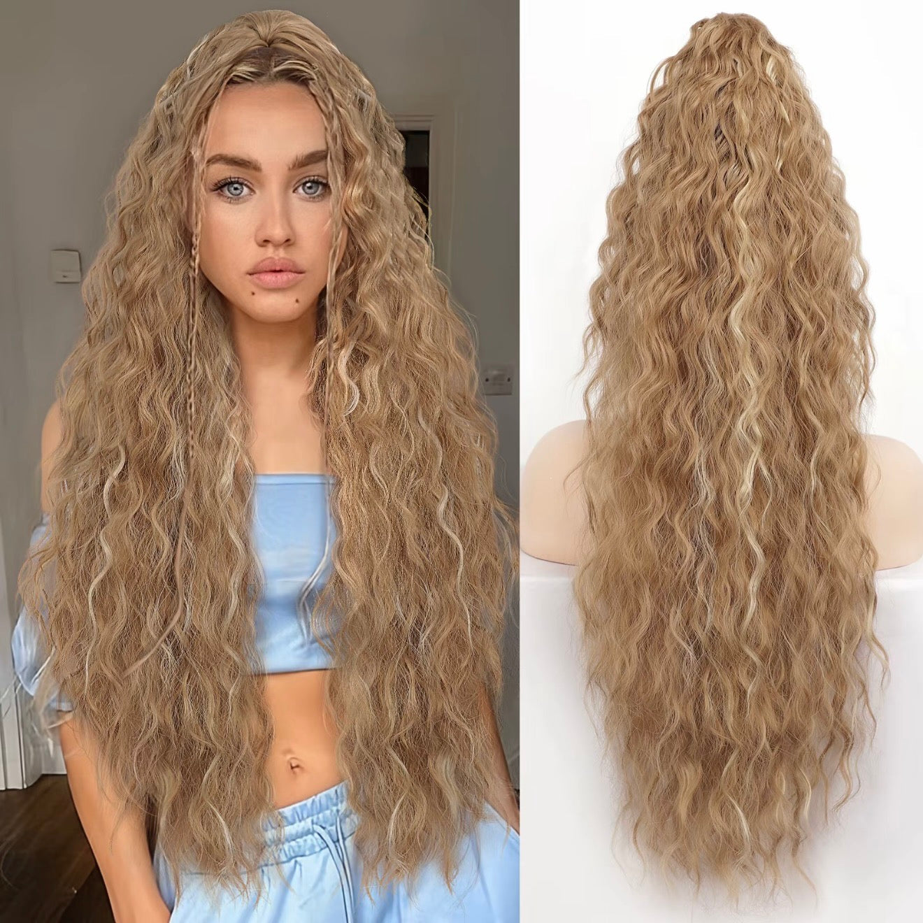 ⏰Last Day Hot Sale!!⌛💜Curly Wavy Frizzy Hair Extension with Ponytail🔥