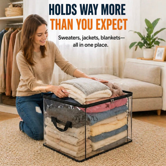 ⏳LAST DAY BUY 2 GET 1 FREE!!💕Transparent Storage Bag – Large, Dust & Moisture-Proof with Handle✨Ultimate All-in-One Organizer for Clothes, Toys, Books, Stuffed Animals & Absolutely Everything! 🧸📚👕🧦4