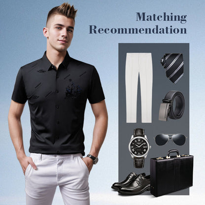 💥3 for the price of 1❄️Men's Business Ice Silk Short Sleeves Button Down Shirt🔥Save 67%⏳
