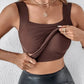 Women's U Neck Thermal Tank Tops with Built-In Bra