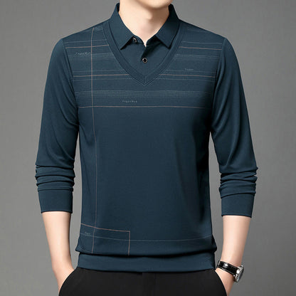 Men's Fake Two-Piece Pullover