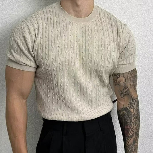 Men's Casual Crew Neck Slim Knit T-shirt for Spring & Summer