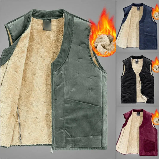 Men's Trendy Warm Solid Color Vest with Zipper