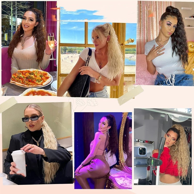 ⏰Last Day Hot Sale!!⌛💜Curly Wavy Frizzy Hair Extension with Ponytail🔥