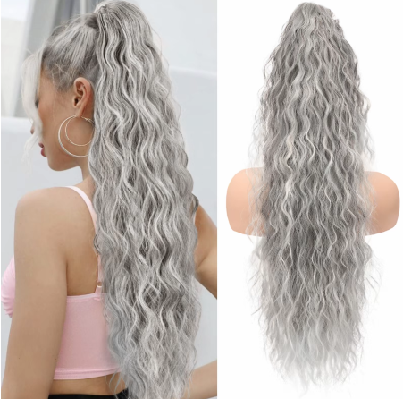 ⏰Last Day Hot Sale!!⌛💜Curly Wavy Frizzy Hair Extension with Ponytail🔥