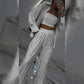 2025 HOT SALE💐Sequin blazer and wide trousers for women (3-piece set)