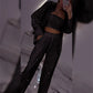 2025 HOT SALE💐Sequin blazer and wide trousers for women (3-piece set)