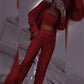 2025 HOT SALE💐Sequin blazer and wide trousers for women (3-piece set)
