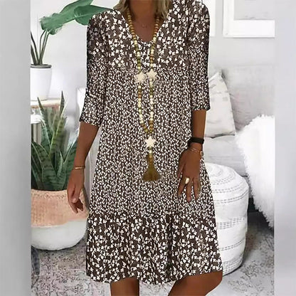 🌸Seasonal Styles💐Women's Fashion Printed Mid Sleeve V-Neck Dresses