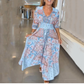 🔥💕 Mother's Day Promotions- 50% OFF🥰 Women’s Elegant Floral Drawstring Long Dress