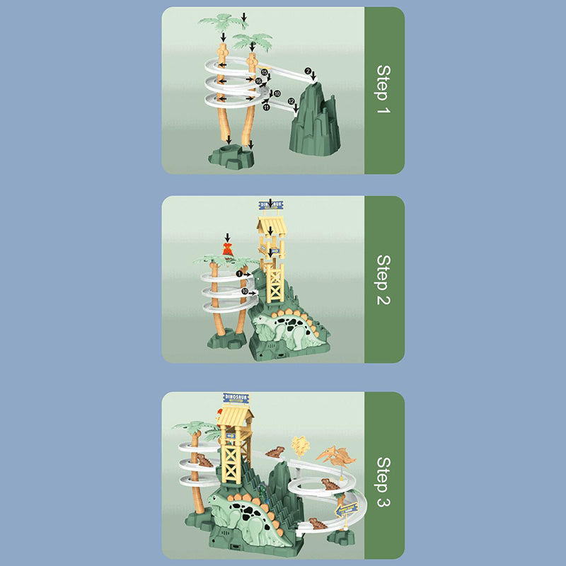 [Perfect Gift]Electric Dual Track Dinosaur Slide - Interactive Fun with Track Changes and Lights