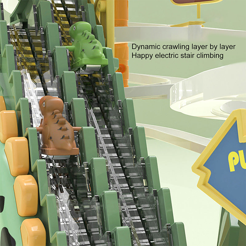 [Perfect Gift]Electric Dual Track Dinosaur Slide - Interactive Fun with Track Changes and Lights