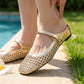 Women's Woven Mary Jane Mules - Breathable Square-Toe Slip-On Shoes