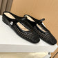 Women's Woven Mary Jane Mules - Breathable Square-Toe Slip-On Shoes