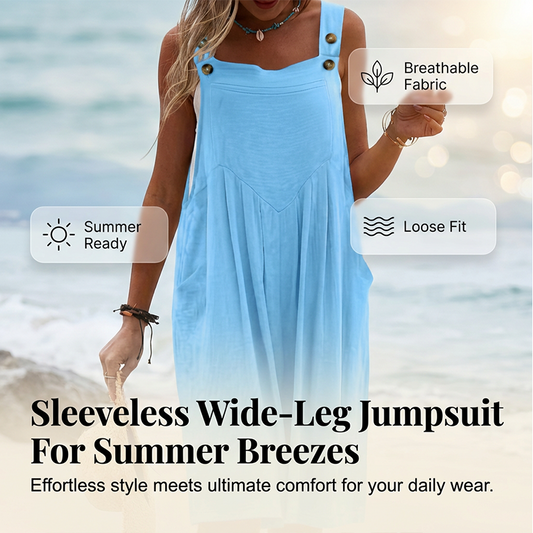 🌸 LIMITED TIME Special Price:15.99✨Sleeveless Wide-Leg Jumpsuit For Summer Breezes