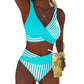 🔥Limited stock available 64% OFF🔥Two-Piece Color Block & Stripe Bikini Swimsuit