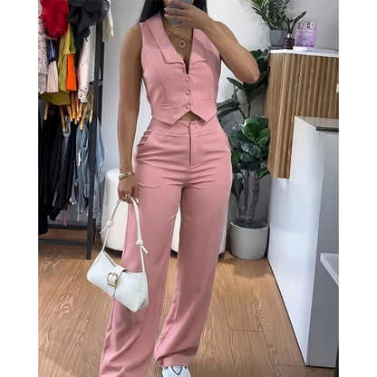 🌸New Arrivals 53% OFF💥Women's Chic Sleeveless Top & Trousers Set | Relaxed Fit, Soft Fabric & Effortlessly Elegant for Any Occasion